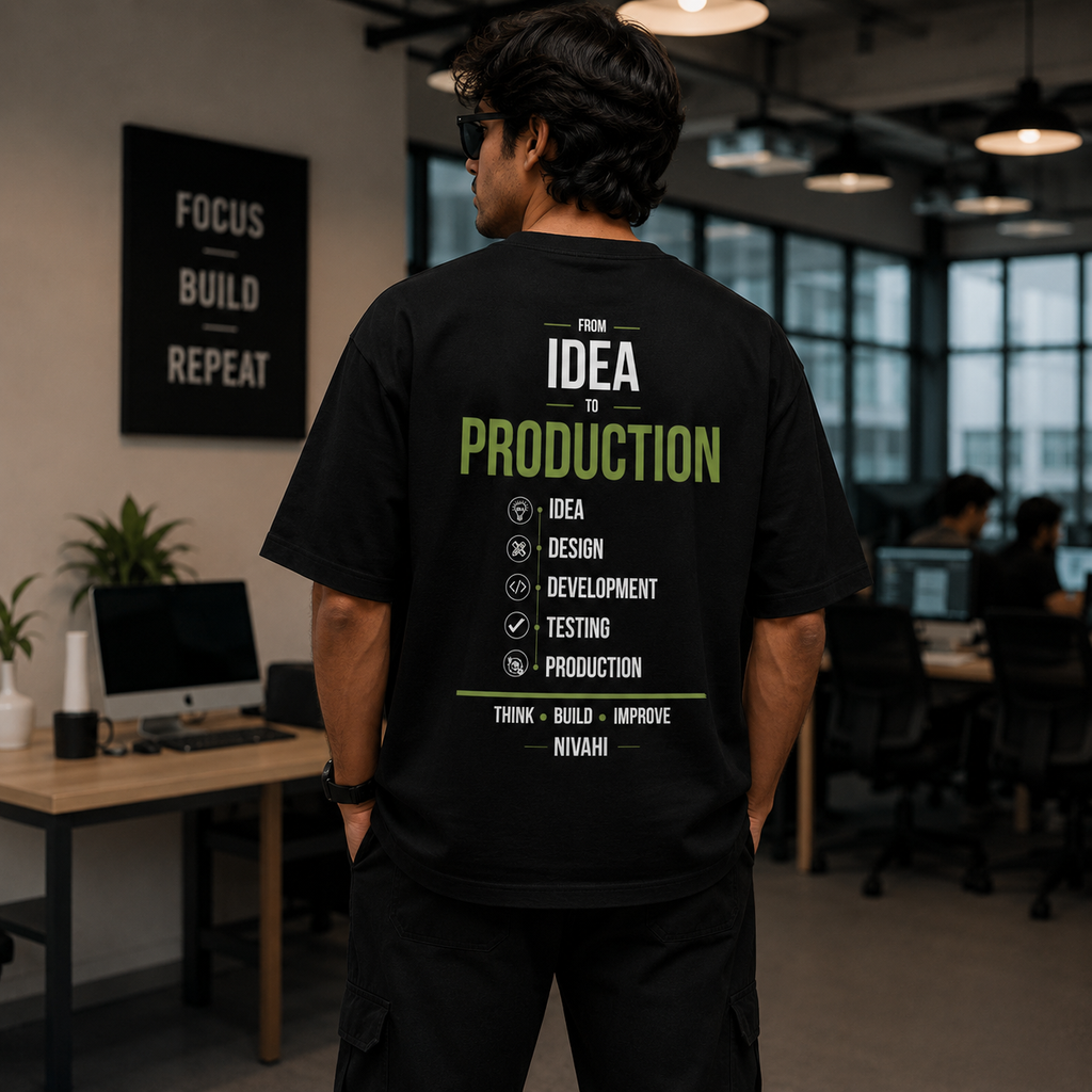 From Idea to Production | Premium Oversized T-Shirt Black