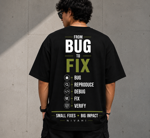 From Bug to Fix | Premium Oversized T-Shirt Black