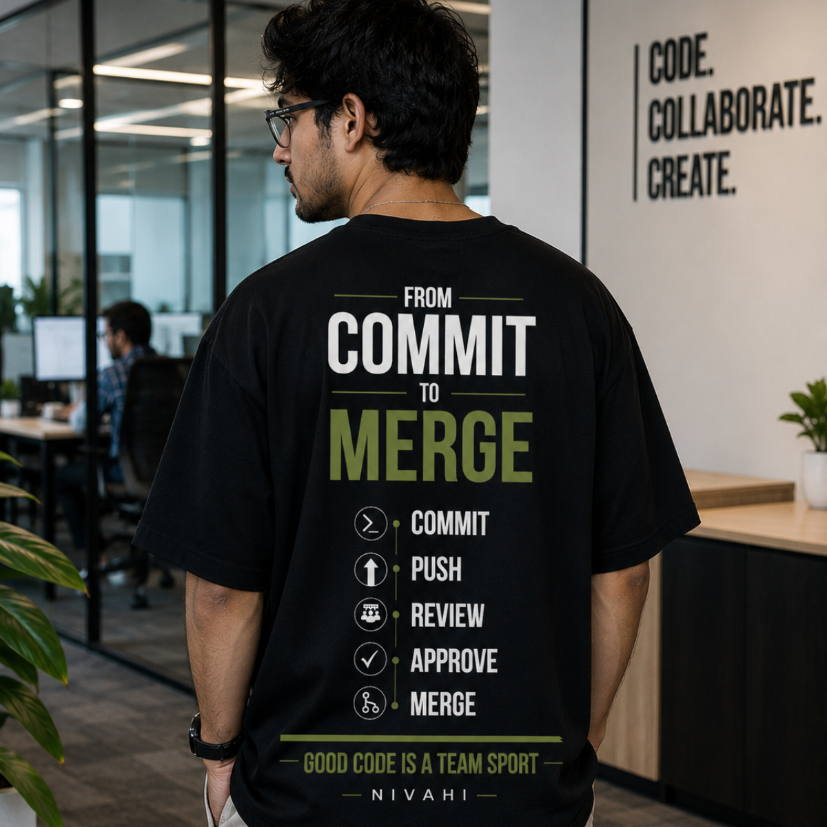 Merge | Good Code Is a Team Sport – Oversized T-Shirt | Black