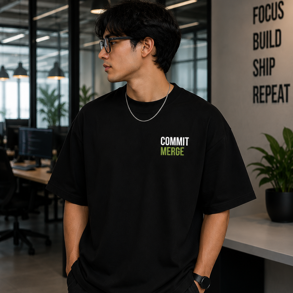 Merge | Good Code Is a Team Sport – Oversized T-Shirt | Black