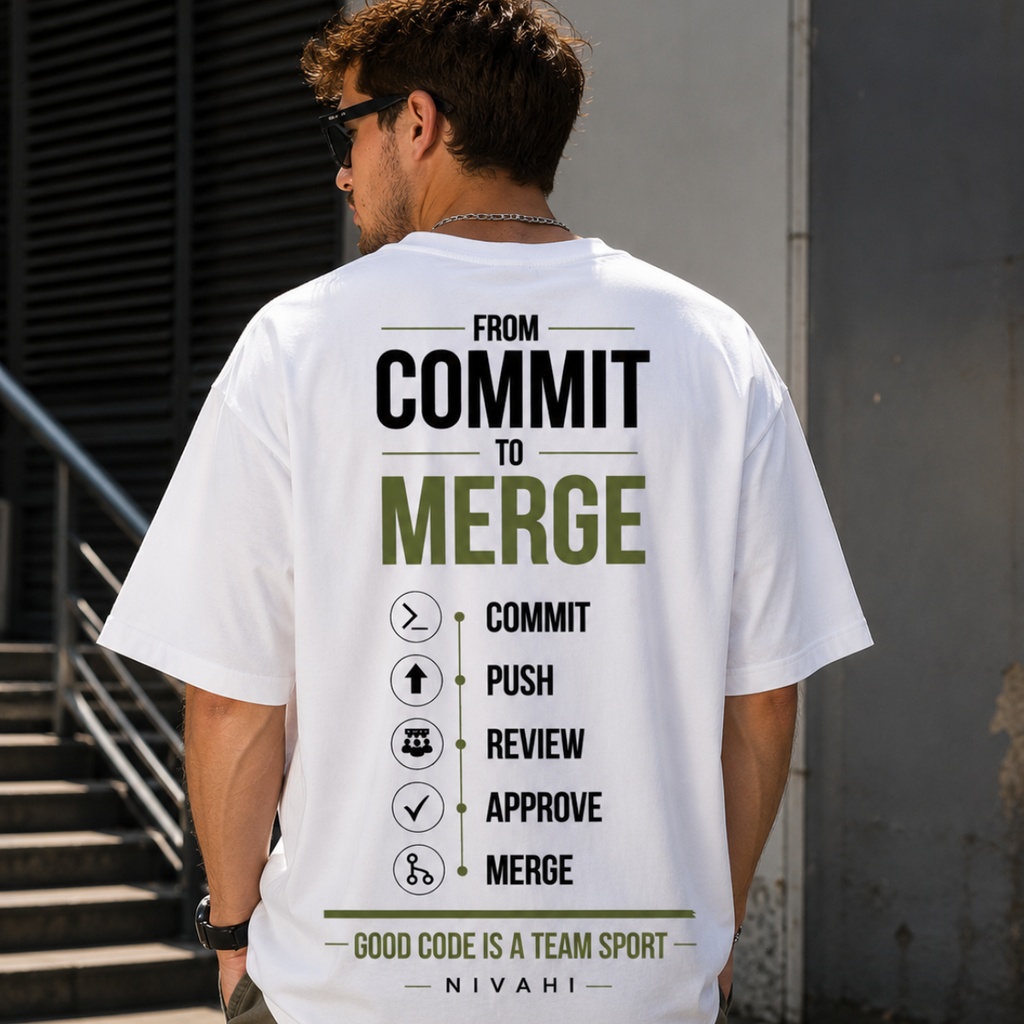 Merge | Good Code Is a Team Sport – Oversized T-Shirt White