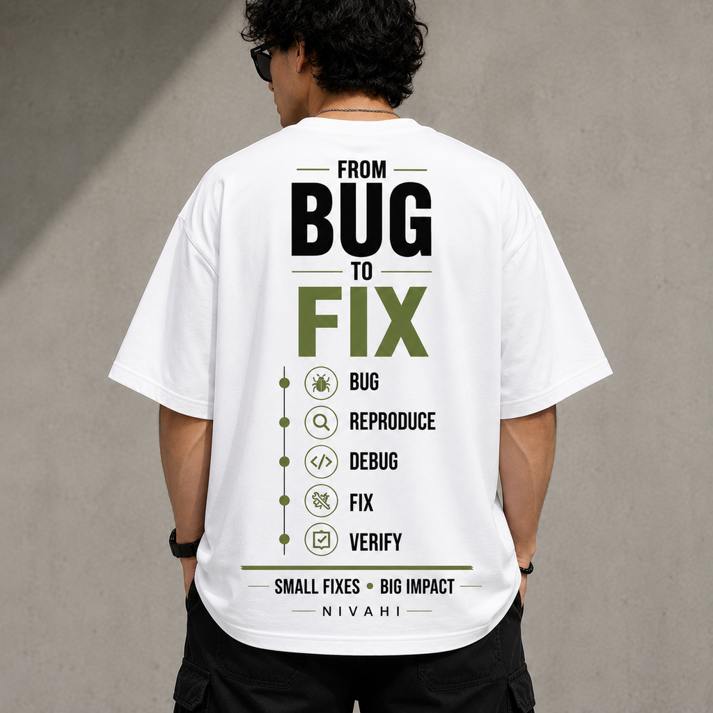 From Bug to Fix | Premium Oversized T-Shirt White