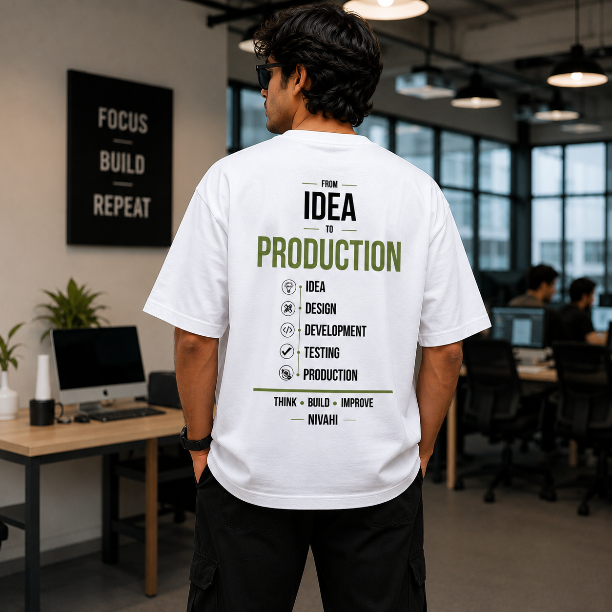 From Idea to Production | Premium Oversized T-Shirt White
